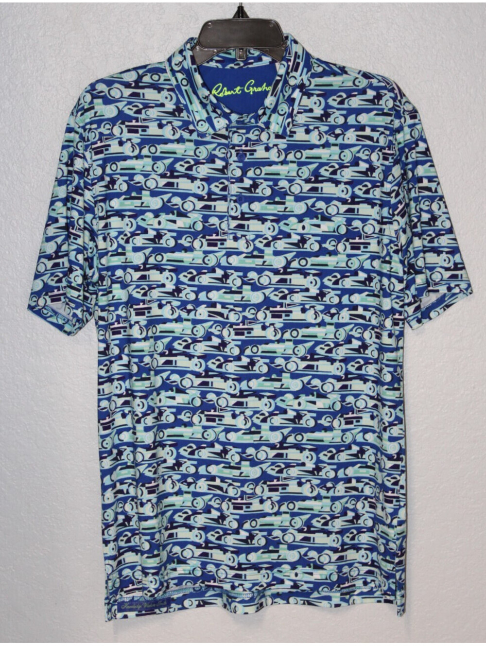 Robert Graham Shirt Men MEDIUM Cars / Racing / Skull Performance Stretch Polo